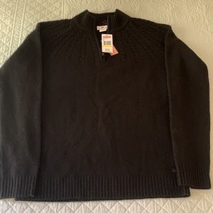 NWT Vineyard Vines cable 1/4 zip up, size medium black color